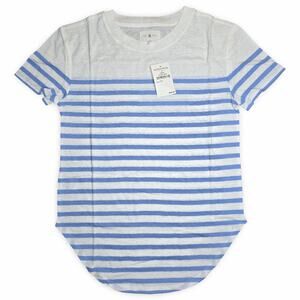 Lou & Grey Women’s XXS Striped Tee Glossy Blue Short Sleeve T-Shirt NWT